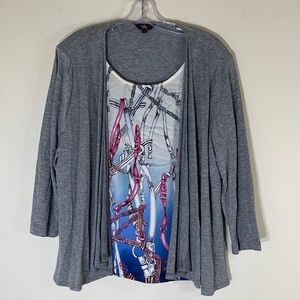 NWOT. Lilly Wool Blend Double Front Layer Blouse. XXL